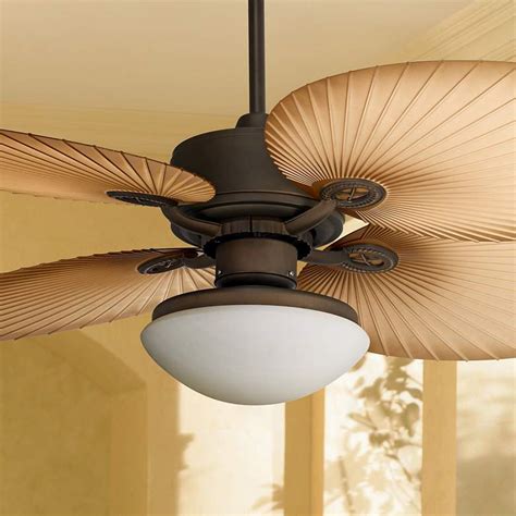 The Levitt modern industrial style ceiling fan is inspired by factory hood lighting with its curved bell shape, cased white glass and an integrated LED light. Rustic, hand painted real wood veneer blades compliment the nostalgic era of the fan body. 